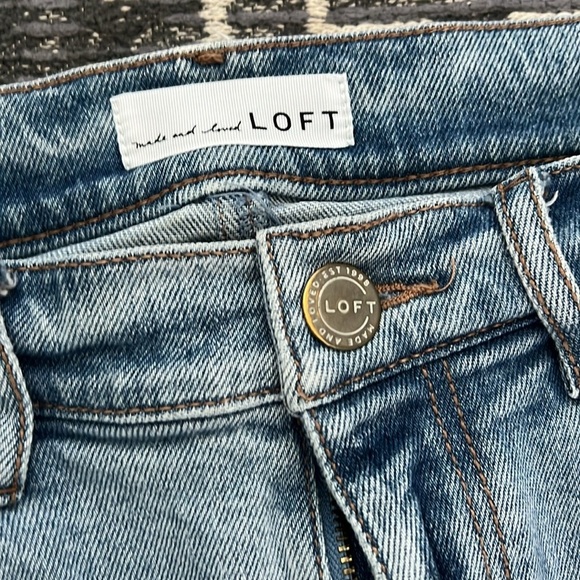 Loft The Crop Distressed Straight Leg Jeans - Picture 2 of 4